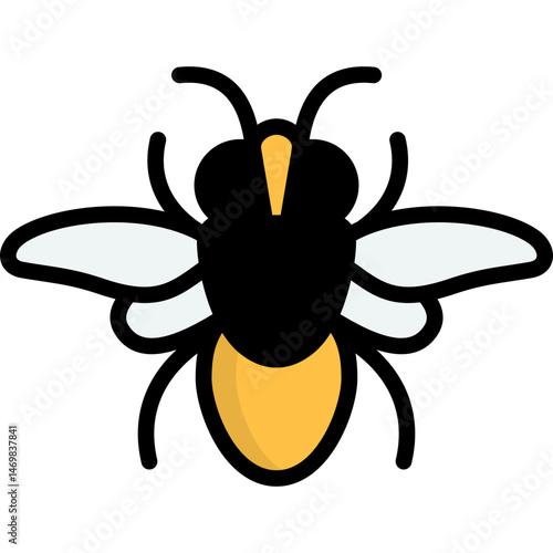 bumble bee icon illustration design with filled outline