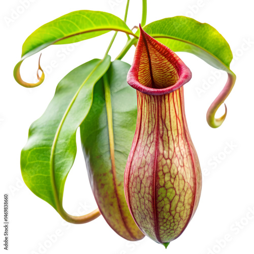Nepenthes tropical carnivore plant isolated on transparent background