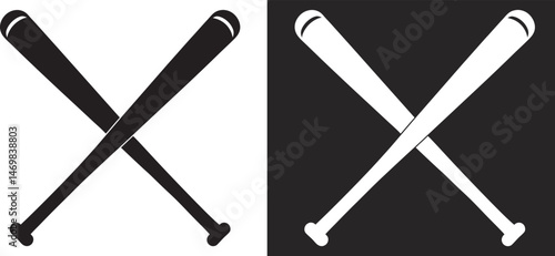 Crossed baseball bats silhouette vector, Baseball silhouette, Baseball bat, Softball clipart