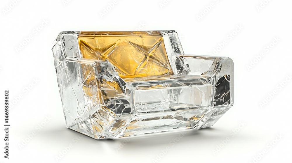 Modern, translucent armchair with gold accent Modern, translucent armchair with gold accent
