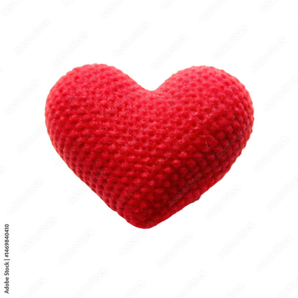 Fototapeta premium Red Knit Heart Pillow: Valentines Day Gift, Love Symbol, Crochet Pattern