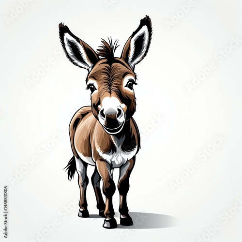 Cute donkey digital clipart centered on plain white background