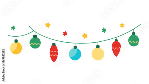 Beautiful and artistic watercolor Christmas garland in vector format that is great for festive branding, seasonal decor, greeting cards, and DIY holiday craft designs