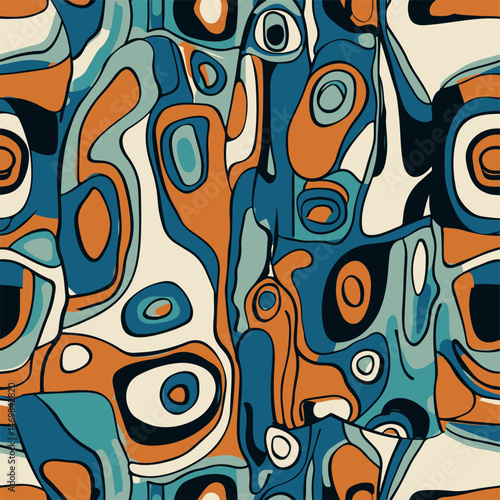 Colorful Hand-Drawn Abstract Pattern with Fun Elements