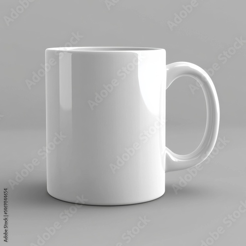 Obraz na płótnie White mug standing on gray background representing simplicity and minimalism w salonie
