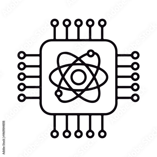 Quantum Chip Symbol. Quantum Computing Circuit.

