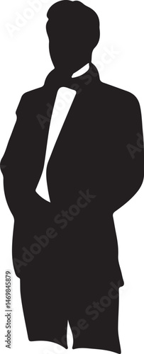 Silhouette of a Man in Formal Wear: A striking silhouette captures a gentleman in elegant formal wear, exuding confidence and sophistication. It's a timeless image of refined taste and classic style.