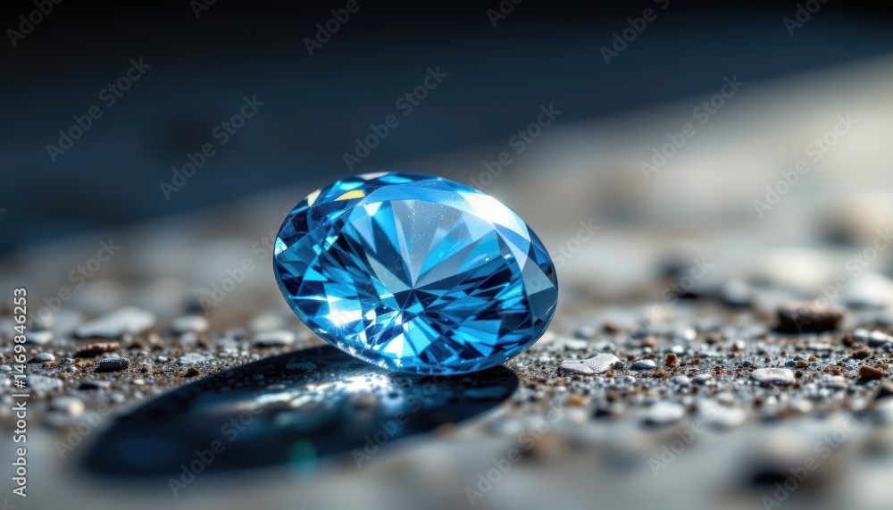 Brilliant Blue Gemstone Radiating Light and Sparkle on a Textured Surface Brilliant Blue Gemstone Radiating Light and Sparkle on a Textured Surface