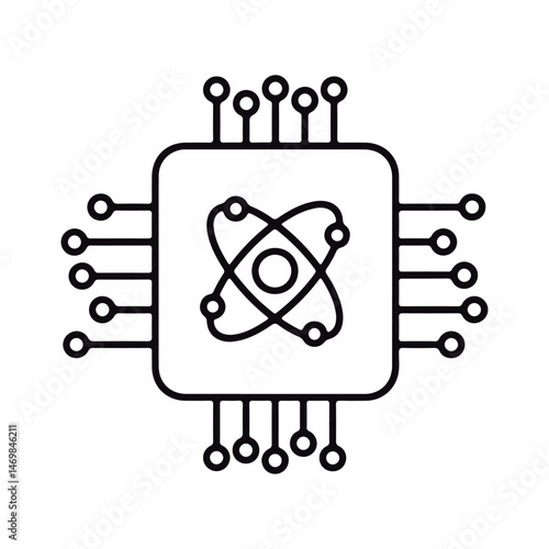 Quantum Chip Symbol. Quantum Computing Circuit.
