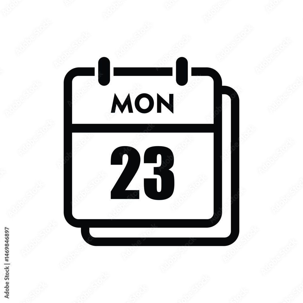 calender icon, 23 monday icon with white background calender icon, 23 monday icon with white background