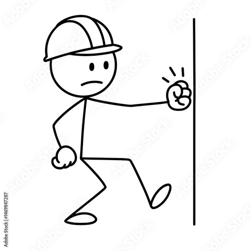 Stick figure builder knocking on wall
