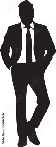 Silhouette of a Confident Professional: A sophisticated silhouette of a business person strikes a pose, exuding confidence and professionalism in a timeless, elegant manner.