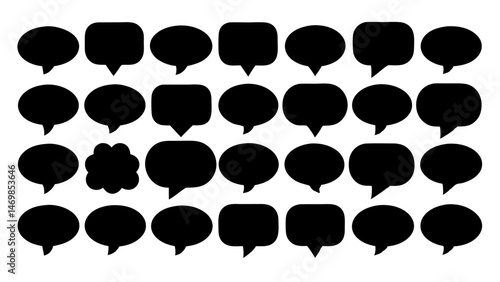Speech bubble icon collection featuring editable line symbols for communication and chat interfaces, ideal for messaging apps and UX design elements