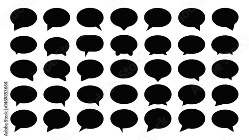 Speech bubble vector icon set with customizable line designs representing conversations, messages, and dialogue for websites and digital applications