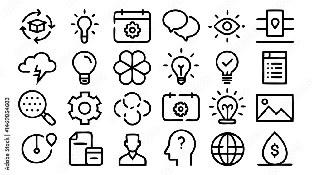 Creative vector icons depicting the duality of unlearning and relearning, useful for change management visuals, digital courses, and transformation-themed designs Creative vector icons depicting the duality of unlearning and relearning, useful for change management visuals, digital courses, and transformation-themed designs