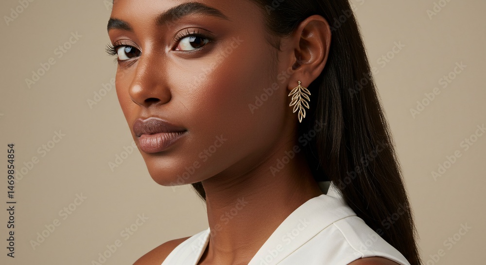 Naklejka premium Elegant Leaf-Shaped Earrings A Statement Piece for Modern Women