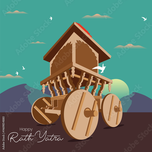 Traditional Indian Rath Yatra Poster Design – Lord Jagannath, Balabhadra, Subhadra