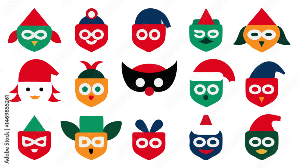 This collection of vector-based Christmas masks features intricate designs ideal for use in Christmas campaigns, party themes, and seasonal digital content creation. This collection of vector-based Christmas masks features intricate designs ideal for use in Christmas campaigns, party themes, and seasonal digital content creation.
