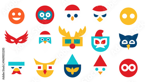 A beautifully crafted vector collection showcasing detailed Christmas mask illustrations perfect for festive designs, party invitations, and creative holiday artwork.