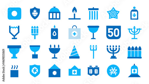 A comprehensive vector icon set for Hanukkah featuring modern interpretations of classic symbols to enhance both festive and educational materials