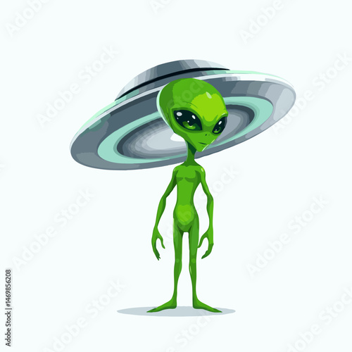 green alien character with spaceship