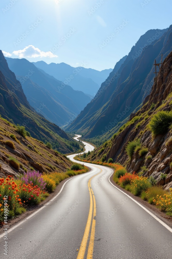 Naklejka premium Winding Mountain Road Landscape