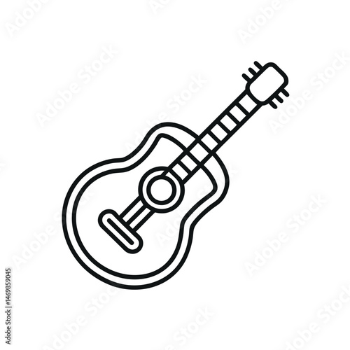 electric guitar line art icon on white background.