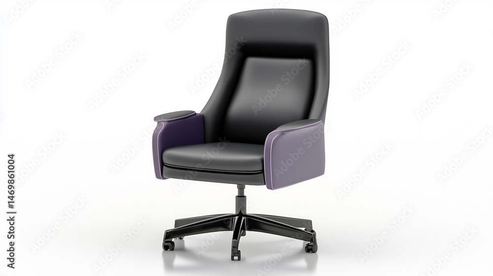 Modern black office chair with purple accents Modern black office chair with purple accents
