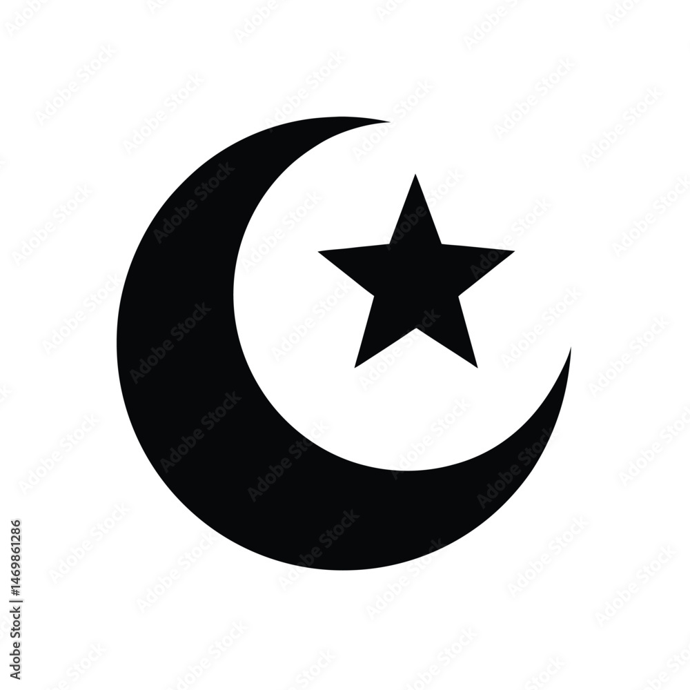 star and moon silhouette icon vector. star and moon silhouette icon vector.