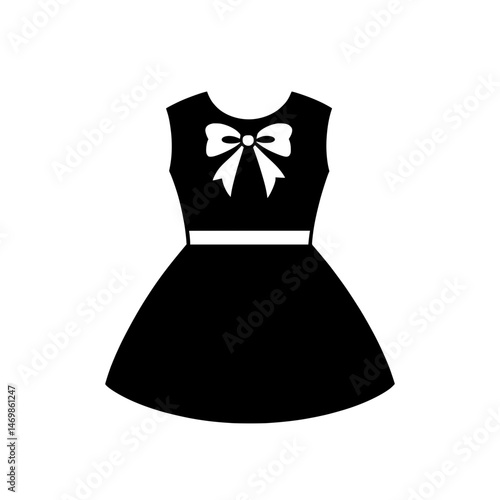 Sleeveless dress with front bow icon illustrating feminine fashion or girls’ clothing style