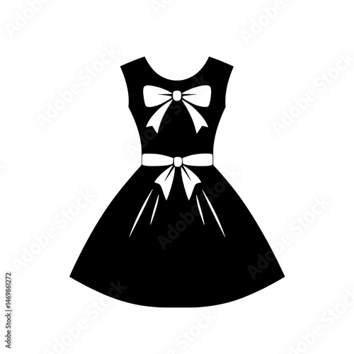 Flared dress with waist ribbon and bow representing elegant and youthful fashion style