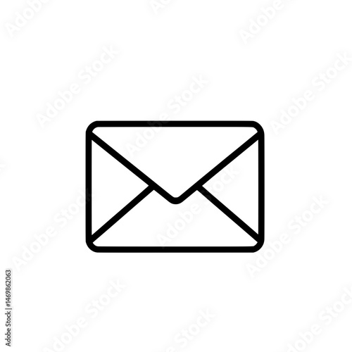 Envelope icon representing digital messaging or mail correspondence in thin black line style