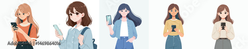 woman standing holding smartphone
style vector flat design