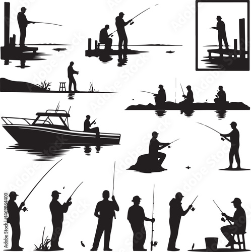 Fisherman Casting Line Silhouette

Fish Caught Mid-Jump Vector Scene

Fishing Boat Adventure Silhouette

Spearfishing in Action Silhouette

Calm Lake Fish Hunt Vector Design