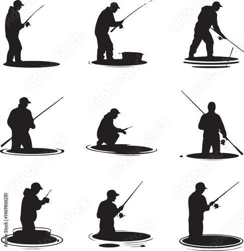 Fisherman Casting Line Silhouette

Fish Caught Mid-Jump Vector Scene

Fishing Boat Adventure Silhouette

Spearfishing in Action Silhouette

Calm Lake Fish Hunt Vector Design