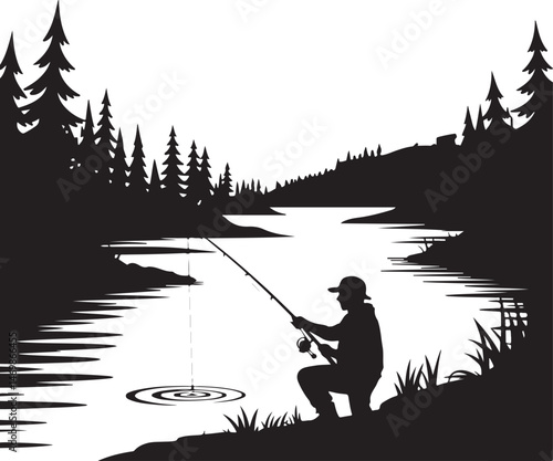 Fisherman Casting Line Silhouette

Fish Caught Mid-Jump Vector Scene

Fishing Boat Adventure Silhouette

Spearfishing in Action Silhouette

Calm Lake Fish Hunt Vector Design