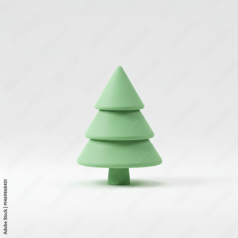 Fototapeta premium Simple 3D Rendered Pastel Green Christmas Tree