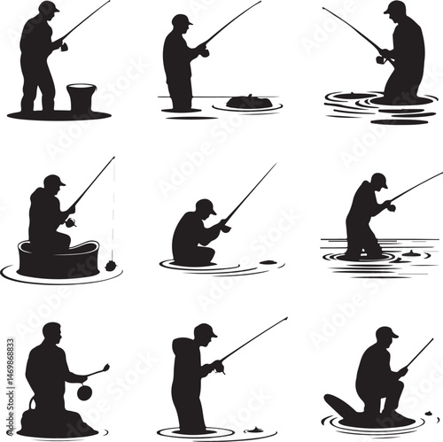 Fisherman Casting Line Silhouette

Fish Caught Mid-Jump Vector Scene

Fishing Boat Adventure Silhouette

Spearfishing in Action Silhouette

Calm Lake Fish Hunt Vector Design