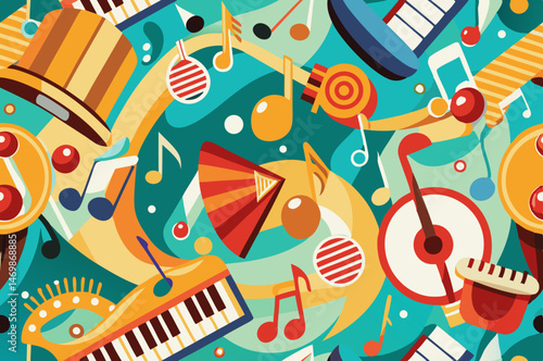 abstract musical background with guitar