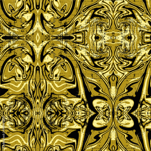 seamless pattern grunge yellow black psychedelic unique liquid