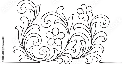 Photos Floral Pattern Victorian Style Line Art Design
