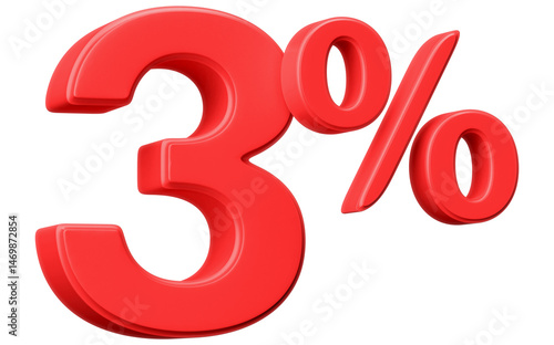 Bild auf Leinwand 3D Red 3 Percent Off Sale Discount