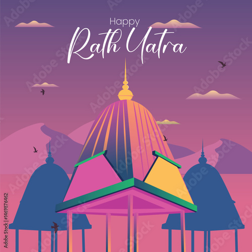 Traditional Indian Rath Yatra Poster Design – Lord Jagannath, Balabhadra, Subhadra