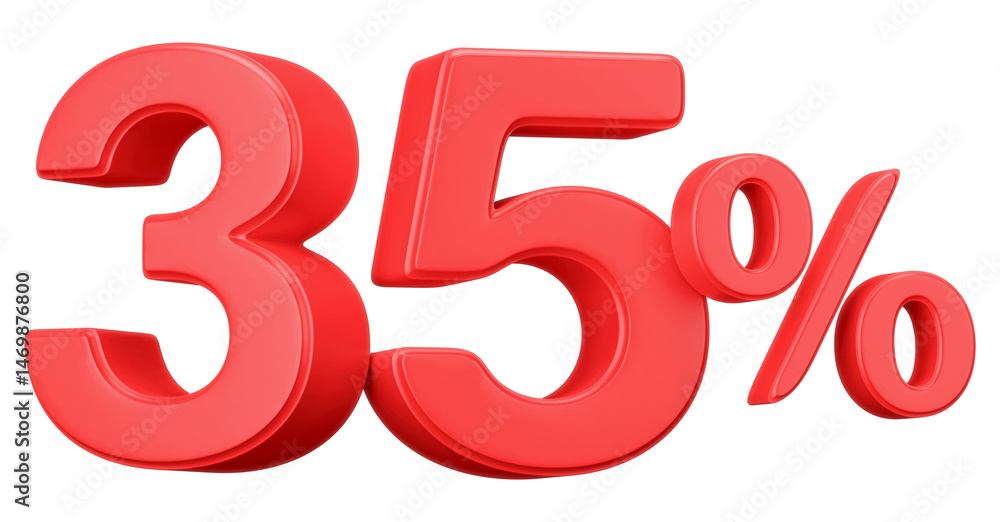 3D Red 35 Percent Off Sale Discount 3D Red 35 Percent Off Sale Discount