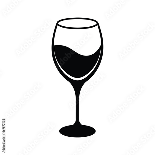 Minimal Wine Glass Elegant Vector Silhouette