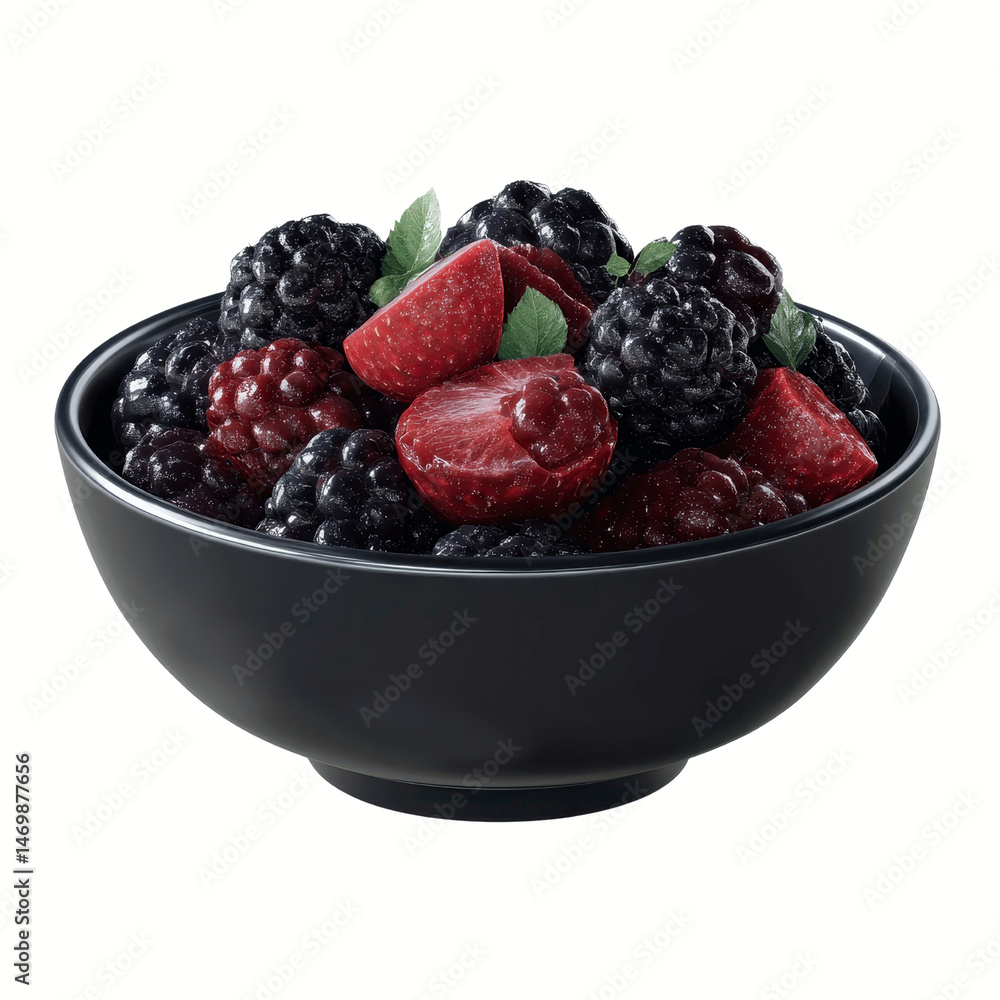 Frozen Mixed Berries in a Black Bowl Frozen Mixed Berries in a Black Bowl