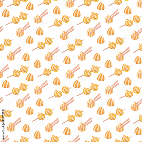 dumpling pattern background. Dim sum pattern background. Masala Momos illustration. Siu Mai (Shumai) Chinese dumplings illustration pattern background.