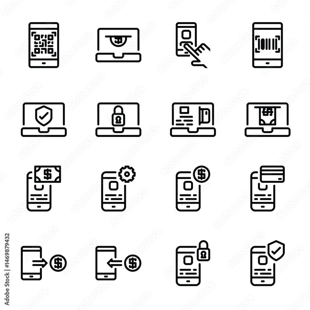 Iconography depicting online transactions securely Iconography depicting online transactions securely