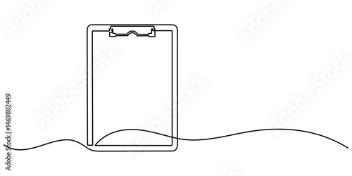 Continuous line drawing of clipboard. Growth graph icon business, bar chart, object one line, single line art, Hand drawn Symbol vector illustration. Editable stroke.