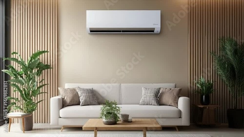 Modern Living Room with Stylish Air Conditioner